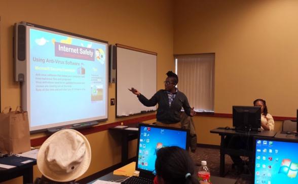 Woman presenting on internet safety