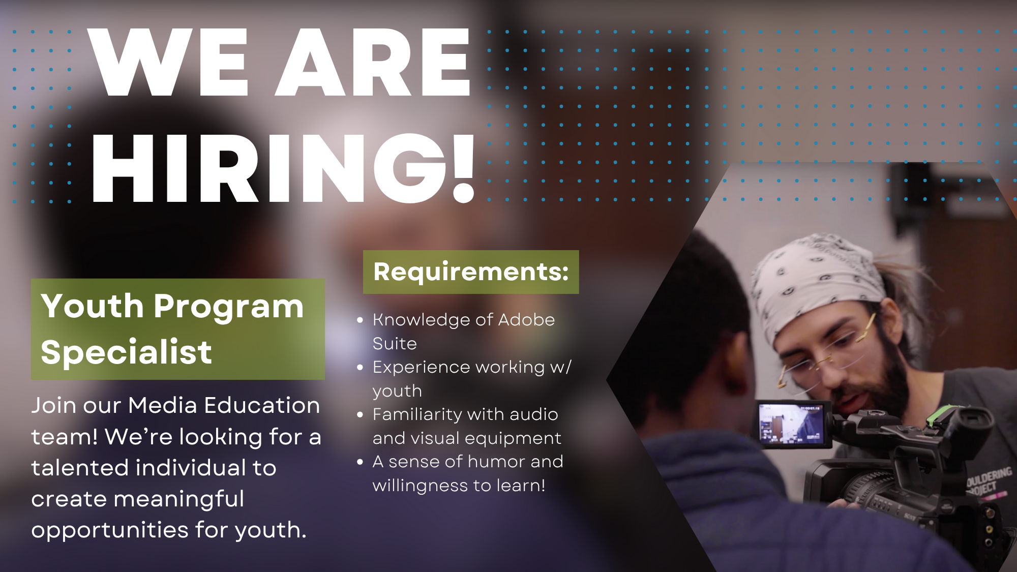 Graphic promoting new Youth Specialist Position opening.