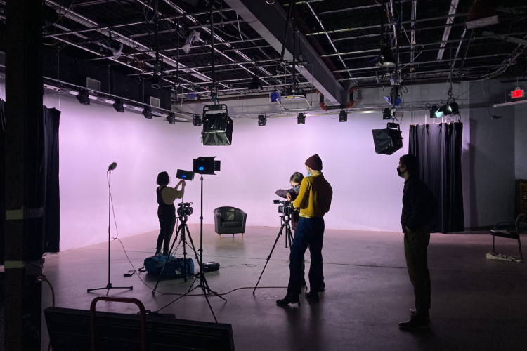 CTEP members set up to record an interview at the SPNN studio.