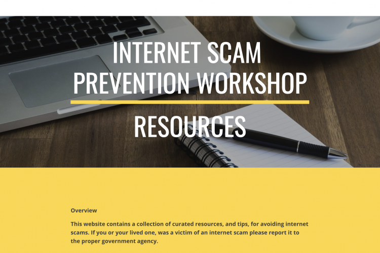 Screenshot of skills against scams webisite that CTEP members created with resources.