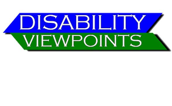 a blue bold line with disability viewpoints written in white letters. Underneath a green line with viewpoints written in white letters. 