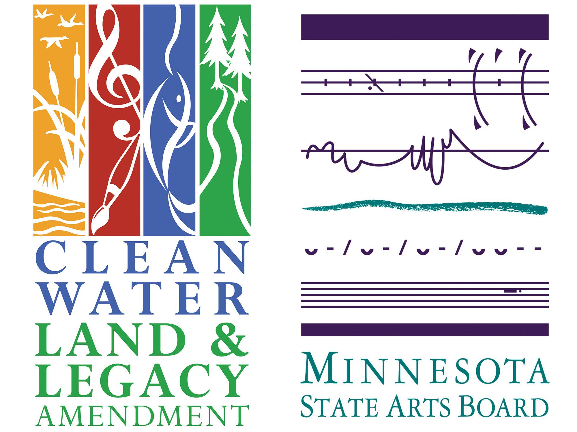 The Minnesota State Arts board logo and the Clean Water Land and Legacy Amendment logo