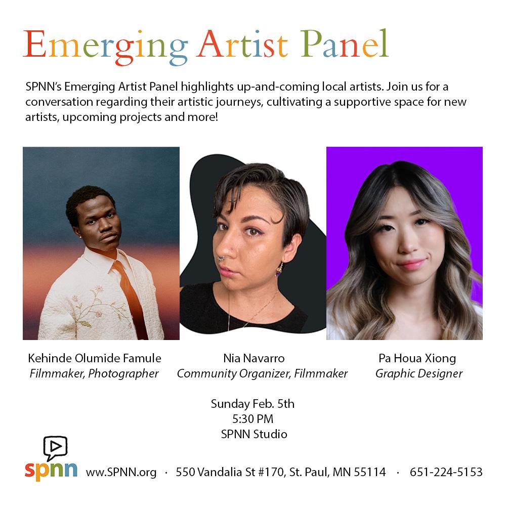 Emerging Artist Panel in SPNN colors.